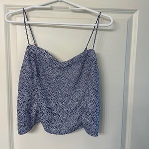 Abercrombie & Fitch Women's Ditsy Floral Crop Top Size medium Blue Smocked Tank